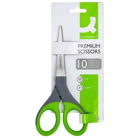 Forbici universali in blister Q-Connect Elite Softgrip grigio/verde 18 cm KF03986